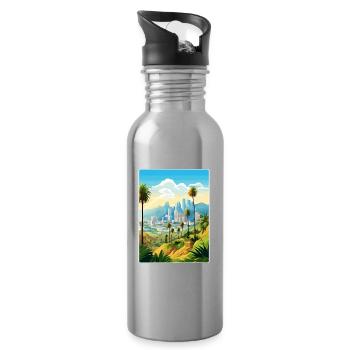 Los Angeles California Travel Poster Souvenir WPA - Water bottle with straw - silver - Right