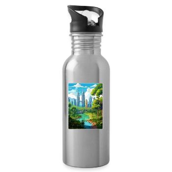 Kuala Lumpur Malaysia Reiseposter Souvenir WPA - Trinkflasche mit integriertem Trinkhalm - Lightsilver - Rechts