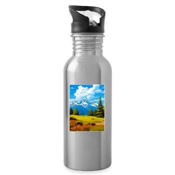 Affiche de voyage du parc national des Great Smoky Mountains - Gourde avec paille intégrée - argent clair - Droite