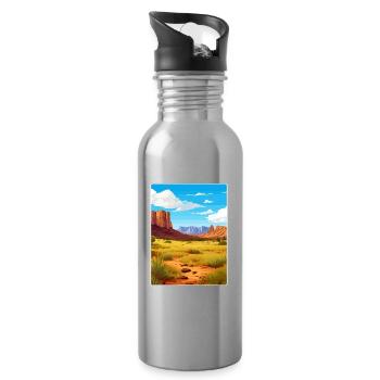 Big Bend National Park Travel Poster Souvenir WPA - Water bottle with straw - silver - Right