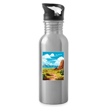 Big Bend National Park Travel Poster Souvenir WPA - Water bottle with straw - silver - Right