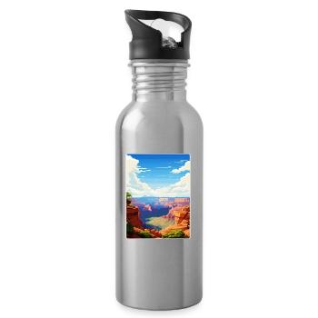 Grand Canyon Nationalpark Arizona Reiseposter - Trinkflasche mit integriertem Trinkhalm - Lightsilver - Rechts