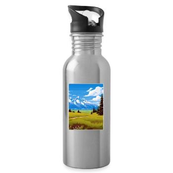 Affiche de voyage souvenir du parc national de Grand Teton - Gourde avec paille intégrée - argent clair - Droite