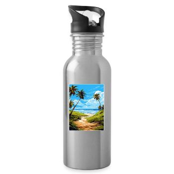 Biscanye Nationalpark Reiseposter Souvenir WPA - Trinkflasche mit integriertem Trinkhalm - Lightsilver - Rechts