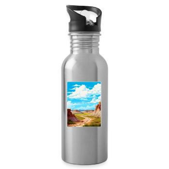 Badlands Nationalpark Reise Poster Souvenir WPA - Trinkflasche mit integriertem Trinkhalm - Lightsilver - Rechts