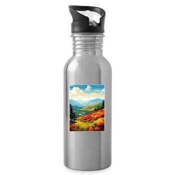 Affiche de voyage du parc national des Great Smoky Mountains - Gourde avec paille intégrée - argent clair - Droite