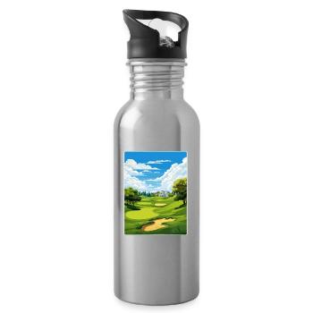 Baltusrol Golf Club Vintage Reiseposter Souvenir - Trinkflasche mit integriertem Trinkhalm - Lightsilver - Rechts
