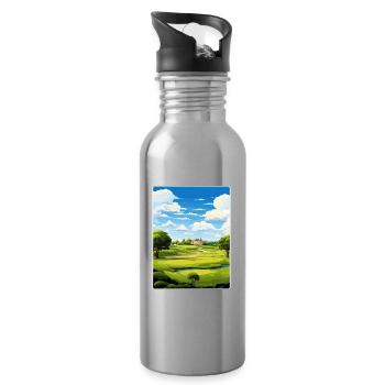 Oak Hills Golf Club Vintage Travel Poster Souvenir - Water bottle with straw - silver - Right