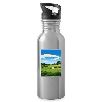 Tpc San Antonio Golf Travel Poster Souvenir WPA - Water bottle with straw - silver - Right