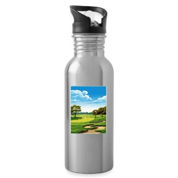 Tpc San Antonio Golf Travel Poster Souvenir WPA - Water bottle with straw - silver - Right