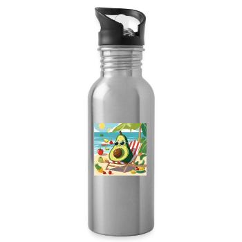 vegan, vegetarisch, veganer Humor - Trinkflasche mit integriertem Trinkhalm - Lightsilver - Rechts
