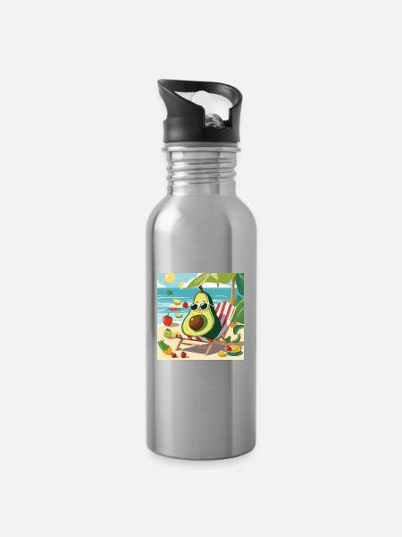 vegan, vegetarisch, veganer Humor - Trinkflasche mit integriertem Trinkhalm - Lightsilver