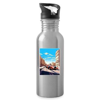 Valencia Circuit Motorsport Race Spain Travel Card - Water bottle with straw - silver - Right