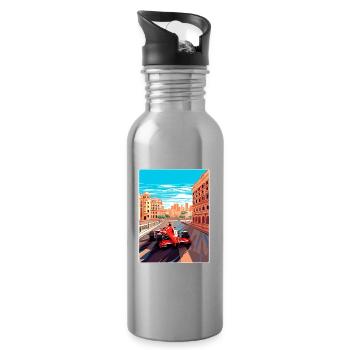 Valencia Circuit Motorsport Race Spain Travel Card - Water bottle with straw - silver - Right