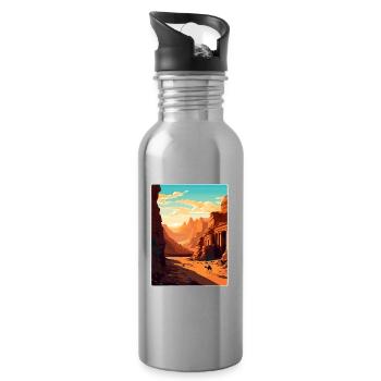 Petra Jordan Affiche de voyage Souvenir Carte Postale Peinture - Gourde avec paille intégrée - argent clair - Droite