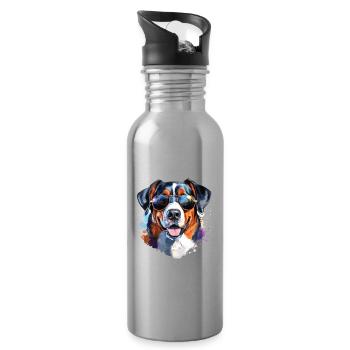 Entlebucher with sunglasses - Water bottle with straw - silver - Right