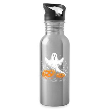 Halloween ghost - Water bottle with straw - silver - Right