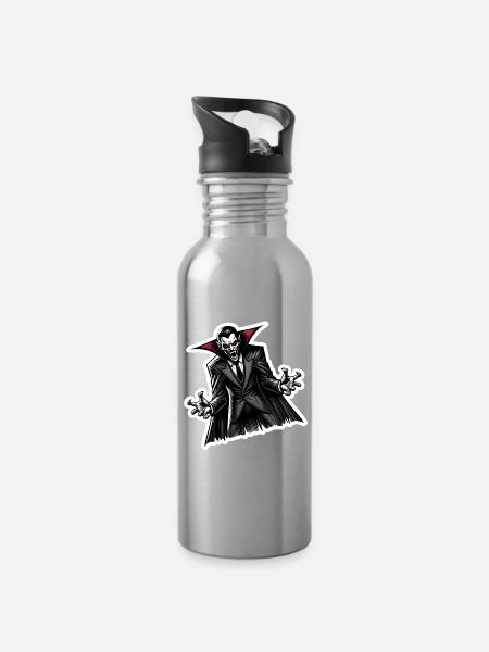 Blutsauger schräg - Trinkflasche mit integriertem Trinkhalm - Lightsilver