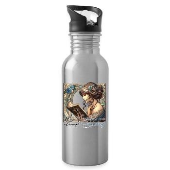 Frau Lesen Wochenenden Buch Bücher Geschenk - Trinkflasche mit integriertem Trinkhalm - Lightsilver - Rechts