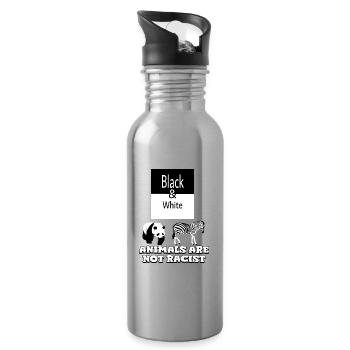 Black & White - Water bottle with straw - silver - Right