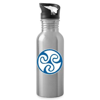 Blue Celtic symbol - Water bottle with straw - silver - Right