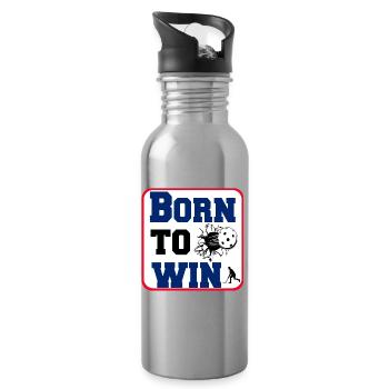 Floorball Born to win Sticker (25) - Water bottle with straw - silver - Right