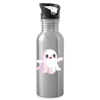 Cute Ghost - Water bottle with straw - silver - Right
