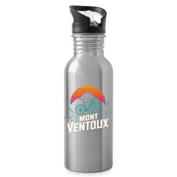 Mont Ventoux Retro Gradient Road Bike Art - Water bottle with straw - silver - Right