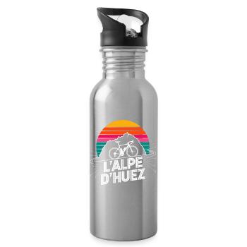 L'Alpe d'Huez Retro-Radsport-Design - Trinkflasche mit integriertem Trinkhalm - Lightsilver - Rechts