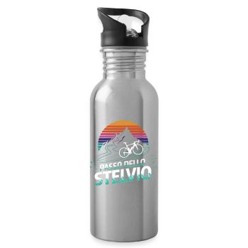 Stelvio Pass, Italy - Water bottle with straw - silver - Right