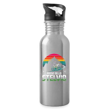 Passo delle Stelvio Radfahren Design - Trinkflasche mit integriertem Trinkhalm - Lightsilver - Rechts