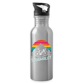 Col du Col du Tourmalet, cycling T- Cycling Design - Water bottle with straw - silver - Right