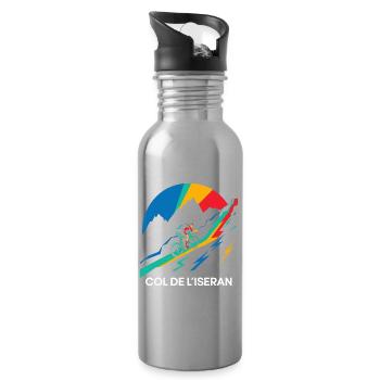 Col de l'Iseran Cycling France - Water bottle with straw - silver - Right