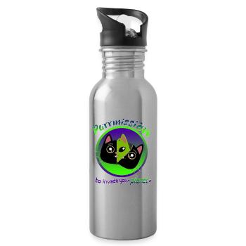 Purrmission, um in deinen Planeten einzudringen? - Trinkflasche mit integriertem Trinkhalm - Lightsilver - Rechts