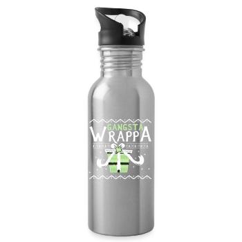 Gangsta Wrappa Weihnachten Sprüche lustig Geschenk - Trinkflasche mit integriertem Trinkhalm - Lightsilver - Rechts