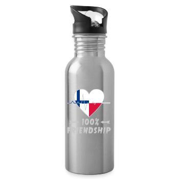 Finnland und Polen 100% Freundschaft - Trinkflasche mit integriertem Trinkhalm - Lightsilver - Rechts