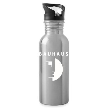 100 ans de l'école de design Bauhaus - Logo du Bau - Gourde avec paille intégrée - argent clair - Droite
