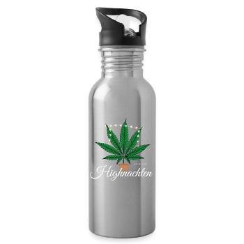 Lustiges Highnachten Design zu Weihnachten - Trinkflasche mit integriertem Trinkhalm - Lightsilver - Rechts