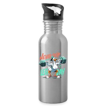 Leg Day Gans Beintraining witzig Gym Geschenk - Trinkflasche mit integriertem Trinkhalm - Lightsilver - Rechts