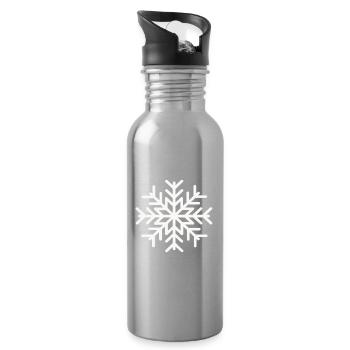 Geometrische Schneeflocke – Frostiges Muster - Trinkflasche mit integriertem Trinkhalm - Lightsilver - Rechts