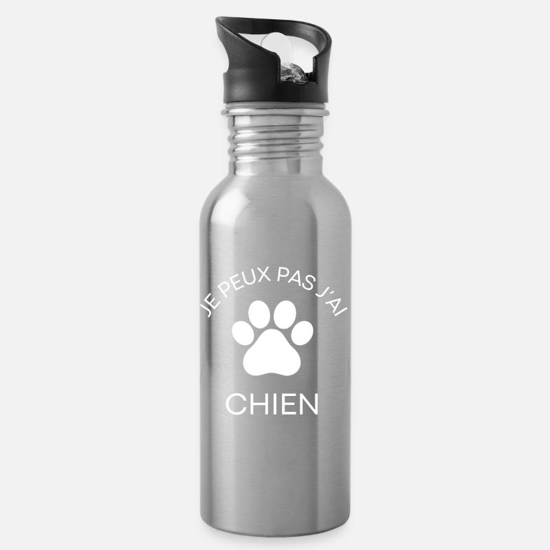 Ich kann nicht, ich habe einen Hund - Trinkflasche mit integriertem Trinkhalm - Lightsilver
