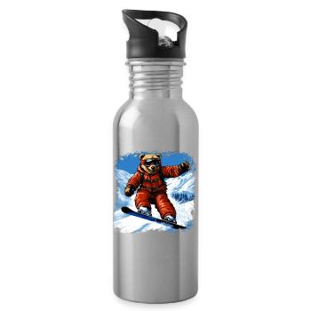 Ours Planche à neige - Gourde avec paille intégrée - argent clair - Droite