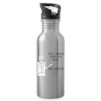 Hold the cress illustration - Water bottle with straw - silver - Right