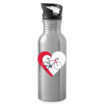 I love my bicycle - Bike and heart - Water bottle with straw - silver - Right