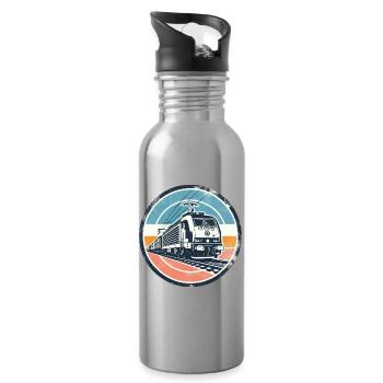 E-Lok mit Güterzug - Trinkflasche mit integriertem Trinkhalm - Lightsilver - Rechts