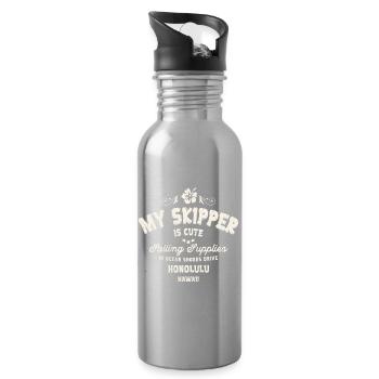 Hawaiianisches Stranddesign für T-Shirts - Trinkflasche mit integriertem Trinkhalm - Lightsilver - Rechts