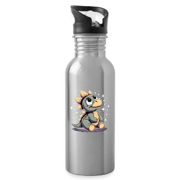 Stegosaurus Stego Baby Babydino Sterne Geschenk - Trinkflasche mit integriertem Trinkhalm - Lightsilver - Rechts