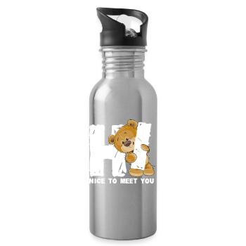 Ours en peluche mignon salutation dicton anglais - Gourde avec paille intégrée - argent clair - Droite