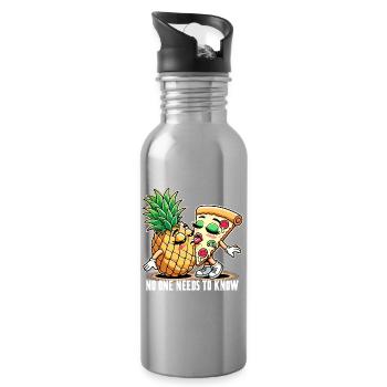 Pizza Hawaii French Kiss Love Drôle de cadeau - Gourde avec paille intégrée - argent clair - Droite
