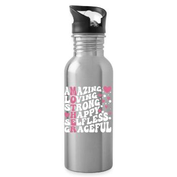 Die beste Mutter aller Zeiten - Trinkflasche mit integriertem Trinkhalm - Lightsilver - Rechts